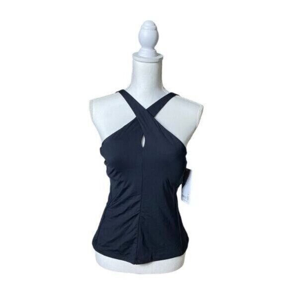 Athleta Crossed Tankini Swim Top Tank Black UPF 50+ Beach Vacation - Picture 5 of 9